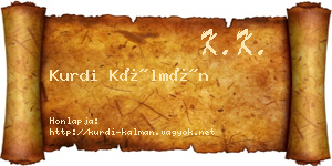 Kurdi Kálmán névjegykártya