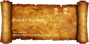 Kurdi Kálmán névjegykártya